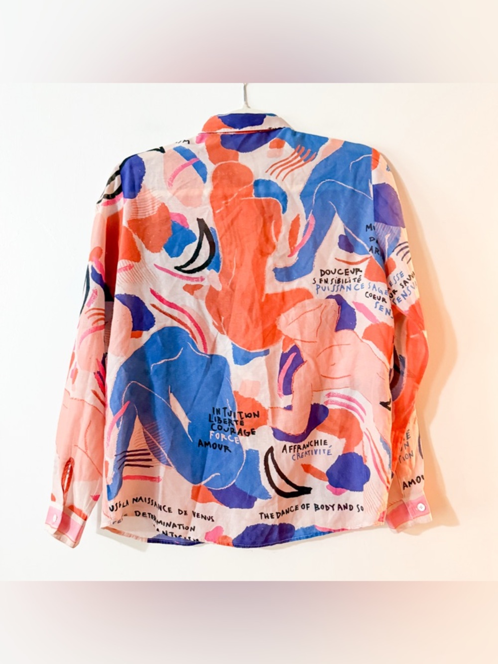 Sezane Pierro Shirt Blue Woman Print Femme Silk Size 36 US 4 - Picture 6 of 10